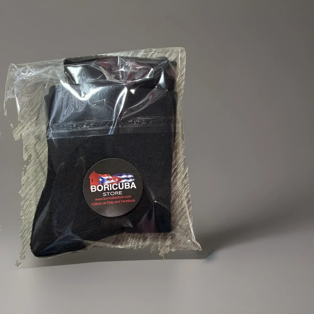 Puerto Rico Boricua Crew Socks 1 Pair Black White Unisex Regular Size